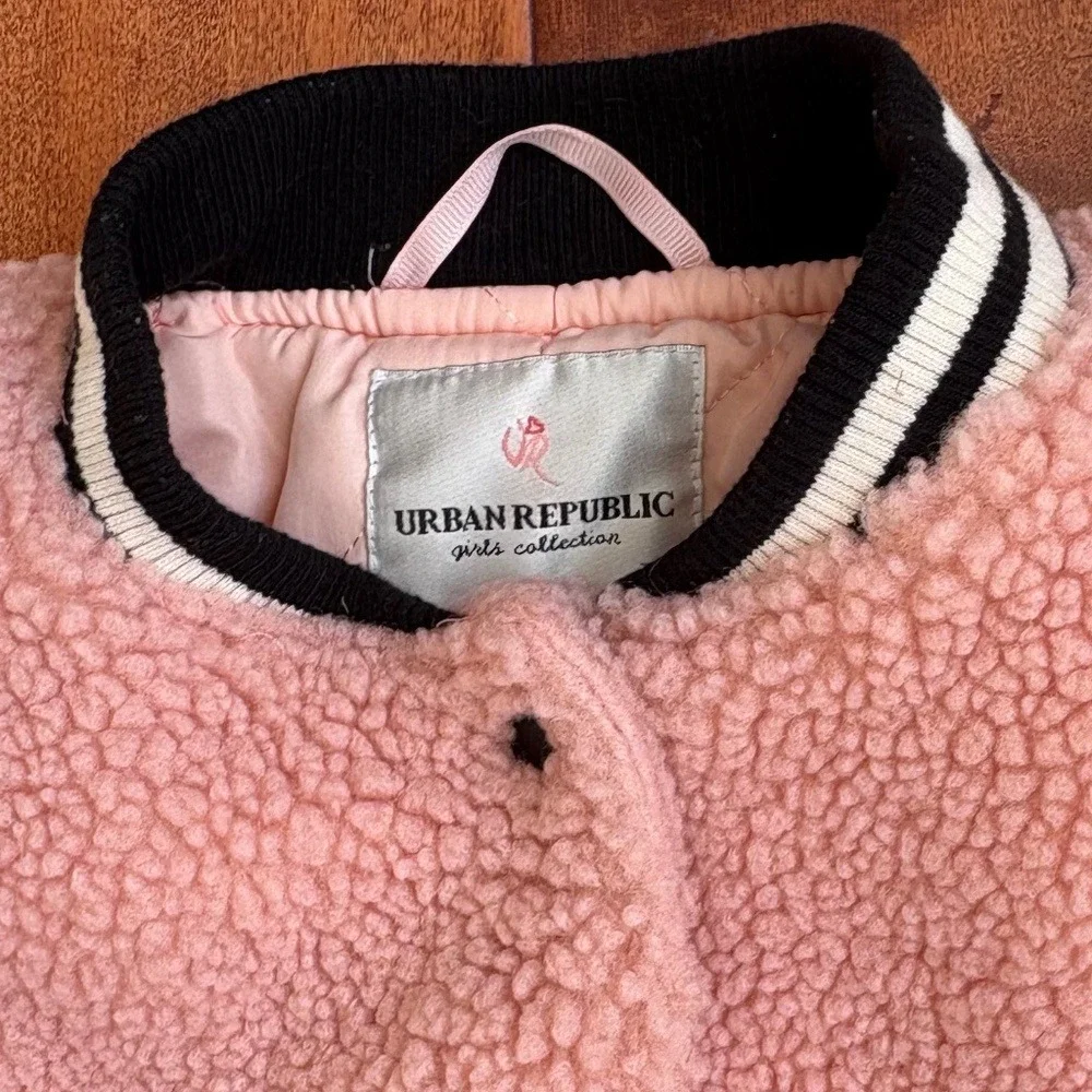 Urban Republic Sherpa Varsity Jacket‎ Girls L 14/16 Pink 5024